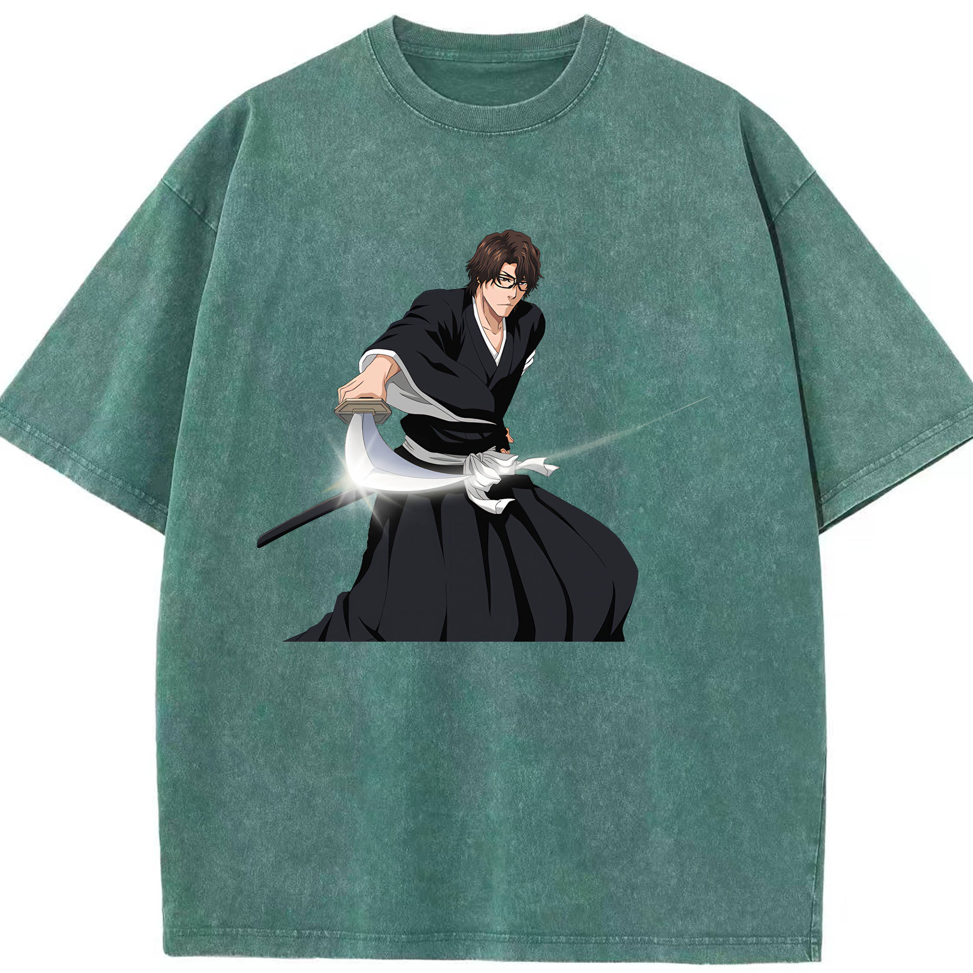 （画像用） ブリーチ 藍染 惣右介（あいぜん そうすけ） BLEACH Aizen Sousuke 綿100% ヴィンテージ風 半袖Tシャツ（フロントプリント）